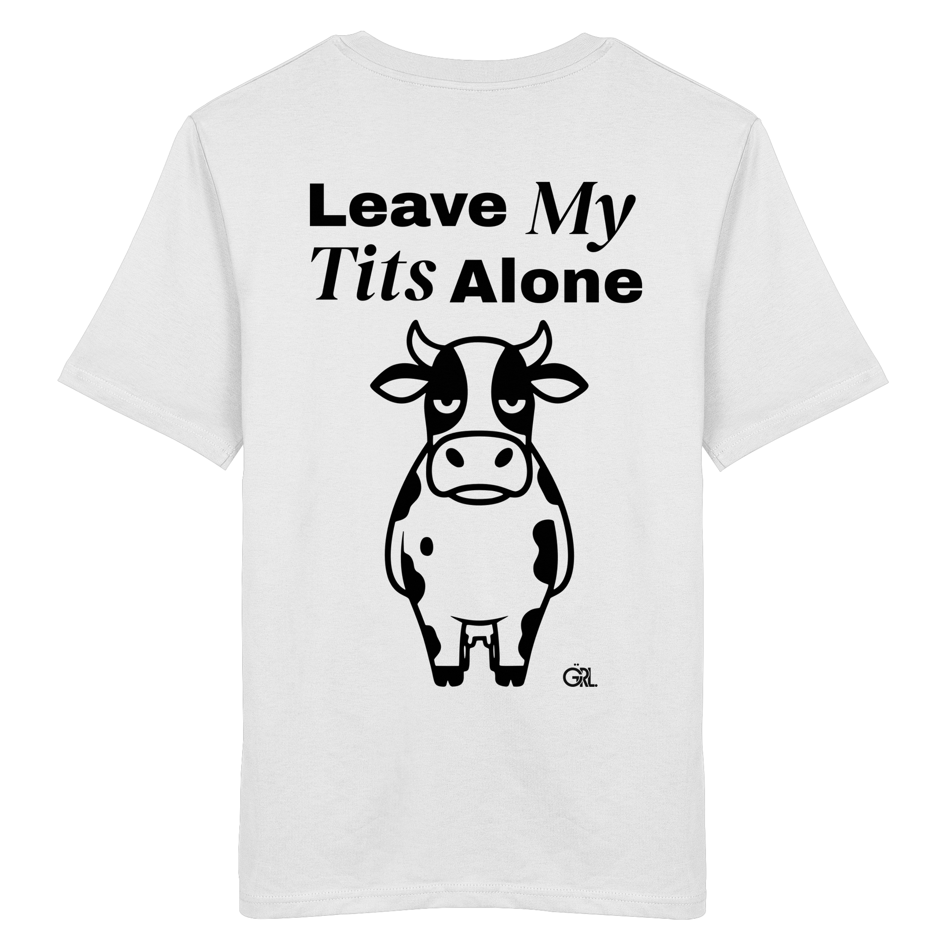 Angry Cow Rücken-Print – Weiss Bio Shirt | GÖRL Feminist Statement Wear Berlin