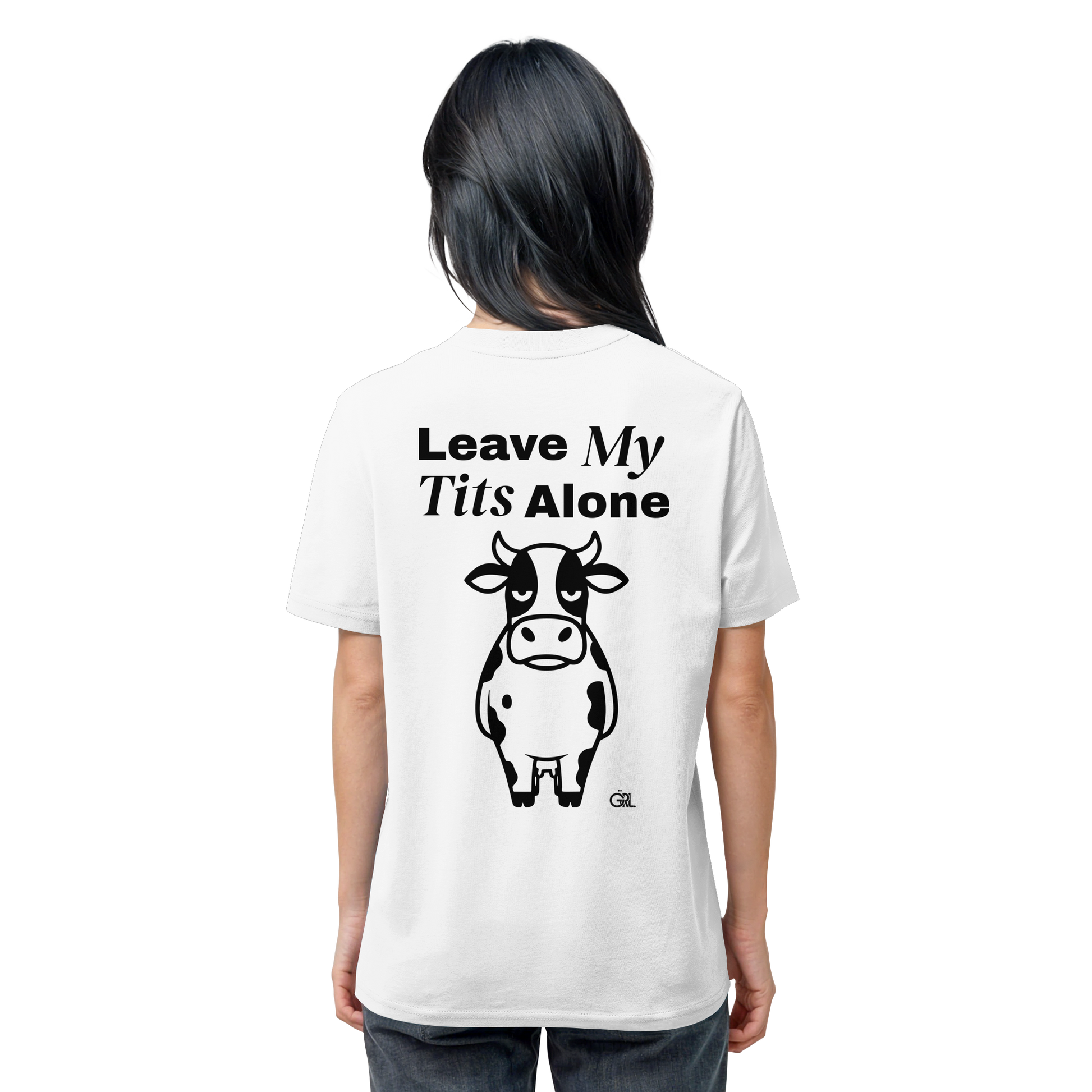 Angry Cow Rücken-Print – Weiss Bio Shirt | GÖRL Feminist Statement Wear Berlin