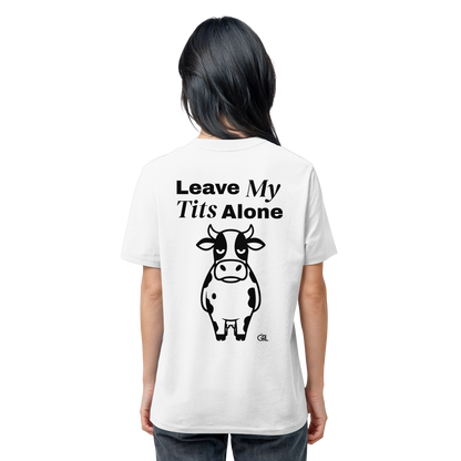 Angry Cow Rücken-Print – Weiss Bio Shirt | GÖRL Feminist Statement Wear Berlin