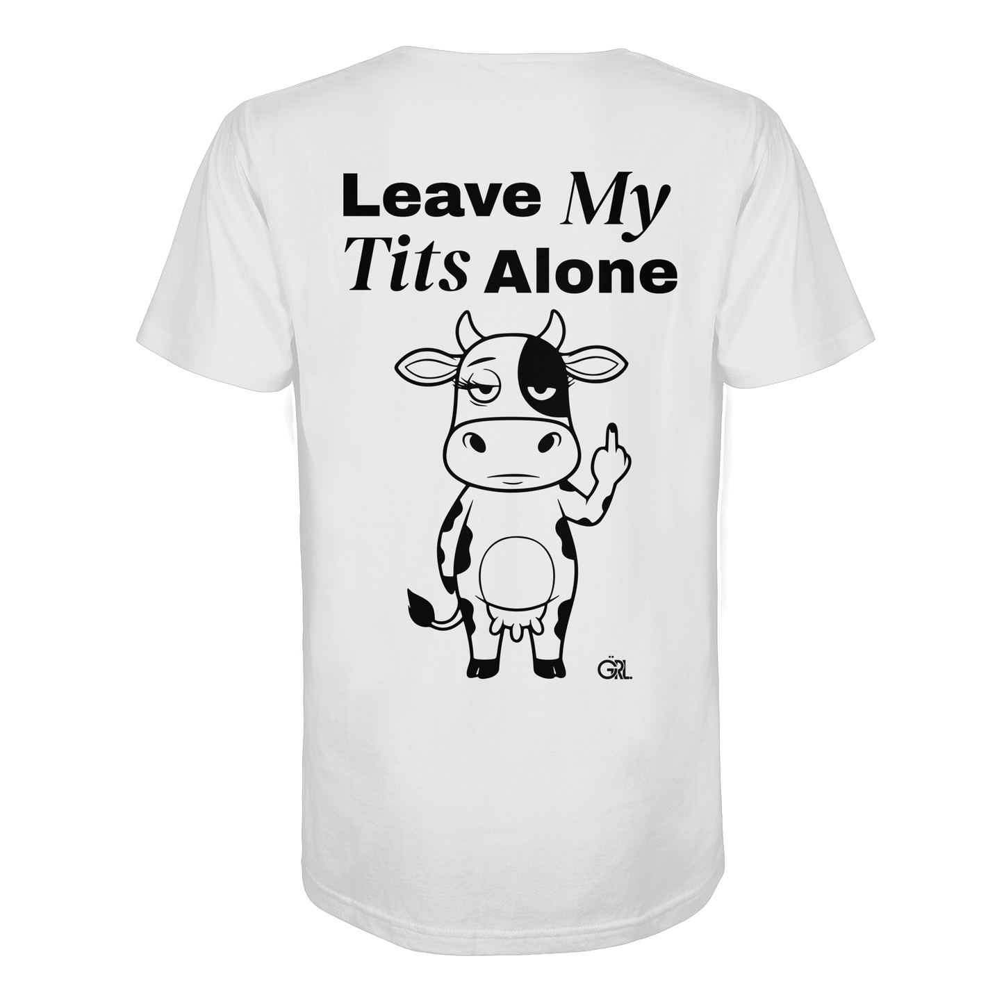 Finger Cow Rücken-Print – Weiss Bio Shirt | GÖRL Feminist Statement Wear Berlin