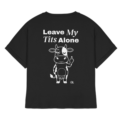 Finger Cow Rücken-Print – Schwarz Rolled Sleeves Tee | GÖRL Feminist Statement Wear Berlin