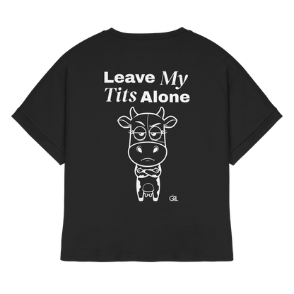Annoyed Cow Rücken-Print – Schwarz Rolled Sleeves Tee | GÖRL Feminist Statement Wear Berlin