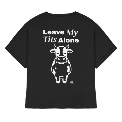 Angry Cow Rücken-Print – Schwarz Rolled Sleeves Tee | GÖRL Feminist Statement Wear Berlin