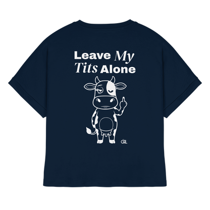 Finger Cow Rücken-Print – French Navy Rolled Sleeves Tee | GÖRL Feminist Statement Wear Berlin