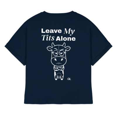 Annoyed Cow Rücken-Print – French Navy Rolled Sleeves Tee | GÖRL Feminist Statement Wear Berlin