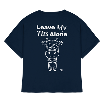 Annoyed Cow Rücken-Print – French Navy Rolled Sleeves Tee | GÖRL Feminist Statement Wear Berlin