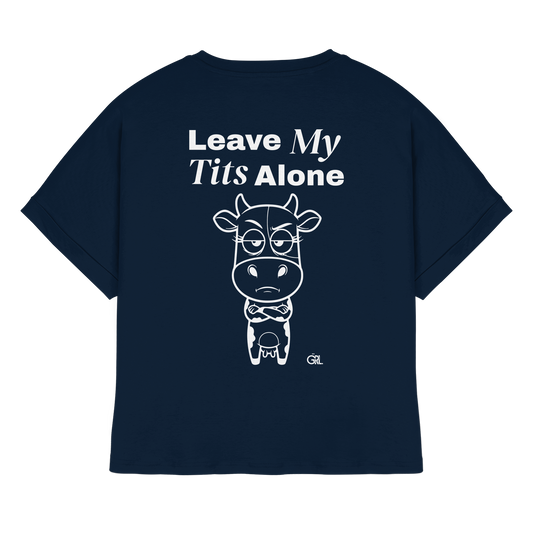 Annoyed Cow Rücken-Print – French Navy Rolled Sleeves Tee | GÖRL Feminist Statement Wear Berlin