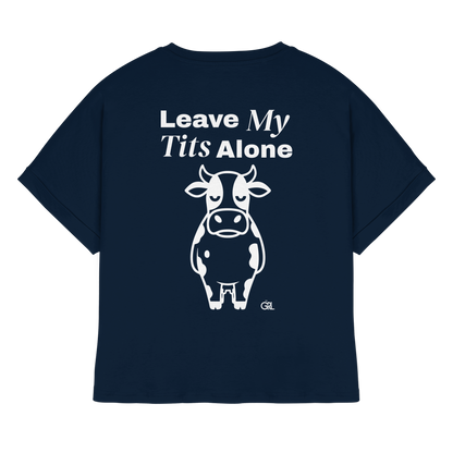 Angry Cow Rücken-Print – French Navy Rolled Sleeves Tee | GÖRL Feminist Statement Wear Berlin