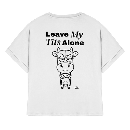 Annoyed Cow Rücken-Print – Weiss Rolled Sleeves Tee | GÖRL Feminist Statement Wear Berlin