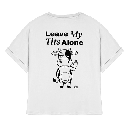 Finger Cow Rücken-Print – Weiss Rolled Sleeves Tee | GÖRL Feminist Statement Wear Berlin
