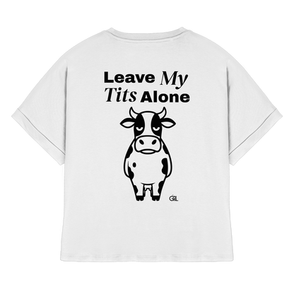 Angry Cow Rücken-Print – Weiss Rolled Sleeves Tee | GÖRL Feminist Statement Wear Berlin