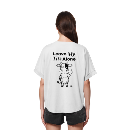 Finger Cow Rücken-Print – Weiss Rolled Sleeves Tee | GÖRL Feminist Statement Wear Berlin