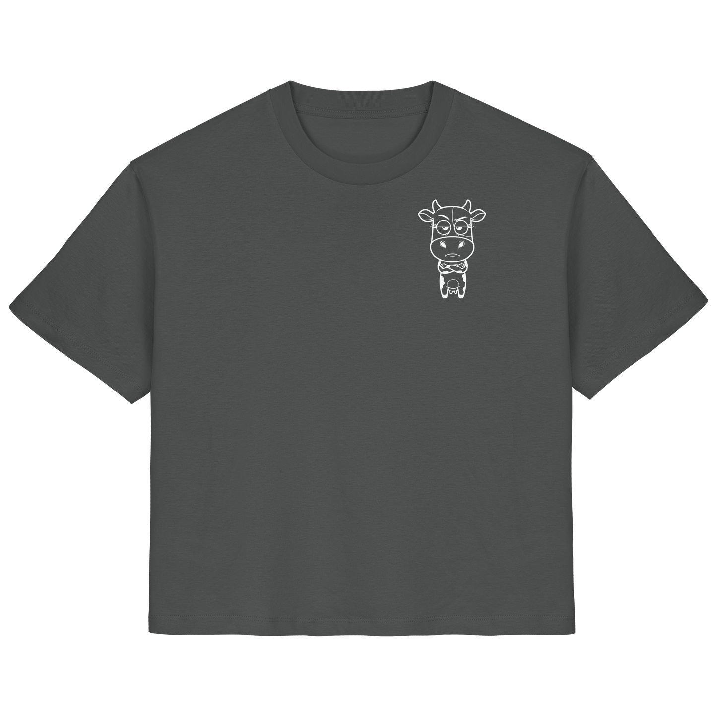 Annoyed Cow Statement-Print – Anthracite Fitted Shirt | GÖRL Bio-Baumwolle, DTF-Druck in DE