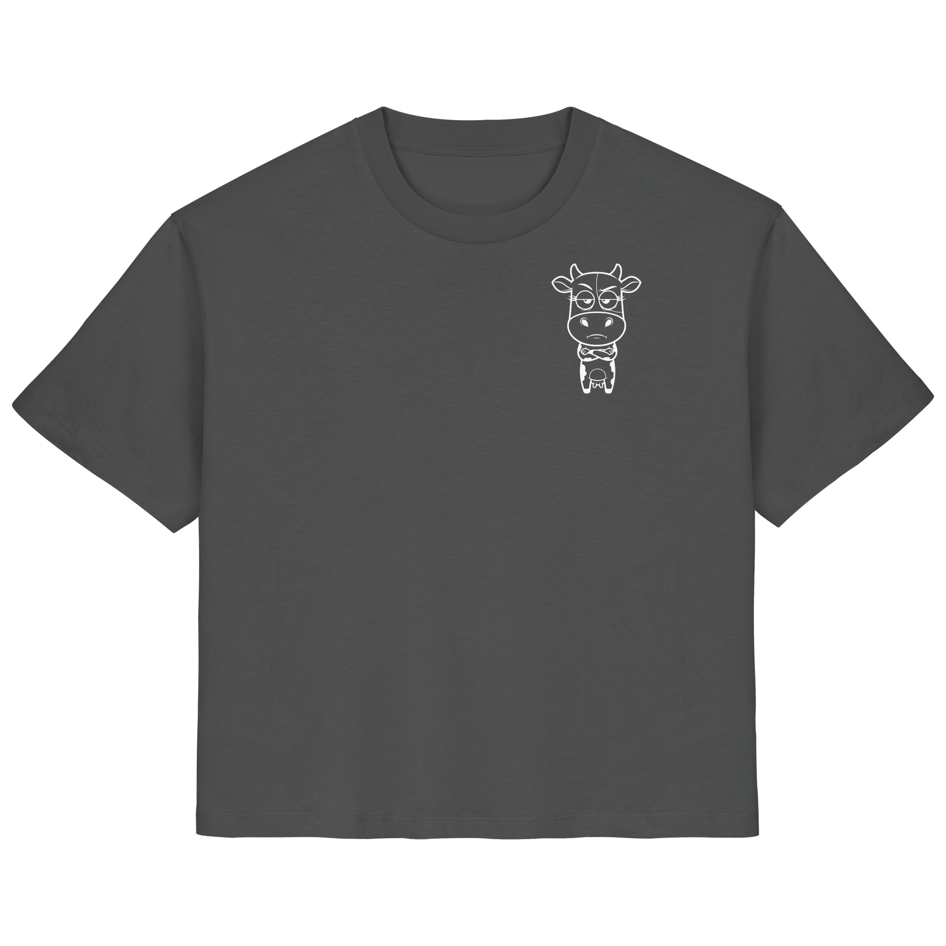 Annoyed Cow Statement-Print – Anthracite Fitted Shirt | GÖRL Bio-Baumwolle, DTF-Druck in DE