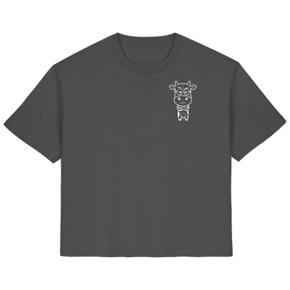 Annoyed Cow Statement-Print – Anthracite Fitted Shirt | GÖRL Bio-Baumwolle, DTF-Druck in DE