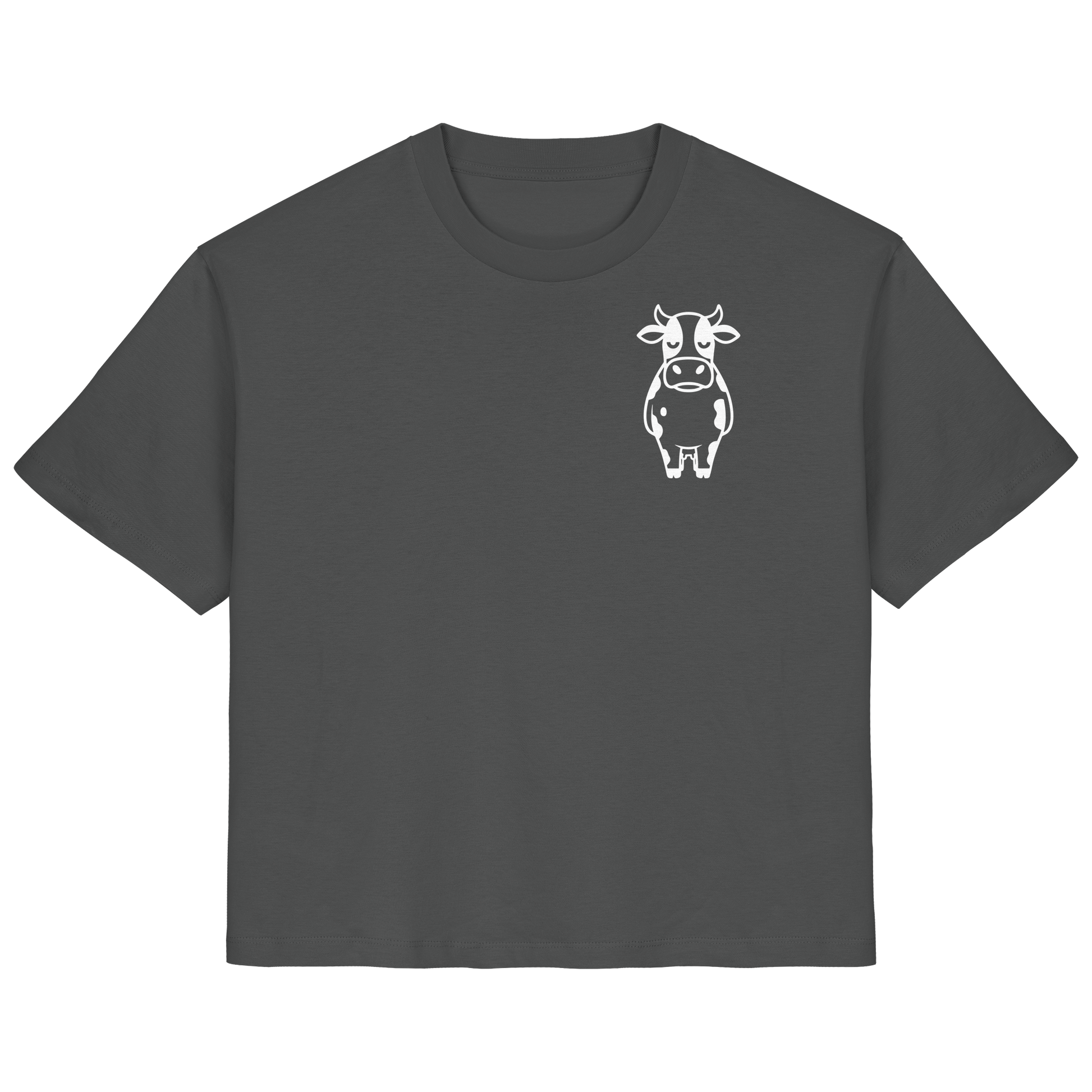 Angry Cow Statement-Print – Anthracite Fitted Shirt | GÖRL Bio-Baumwolle, DTF-Druck in DE