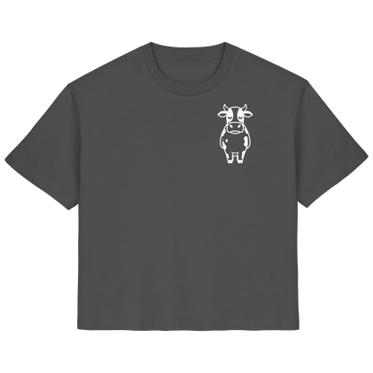 Angry Cow Statement-Print – Anthracite Fitted Shirt | GÖRL Bio-Baumwolle, DTF-Druck in DE