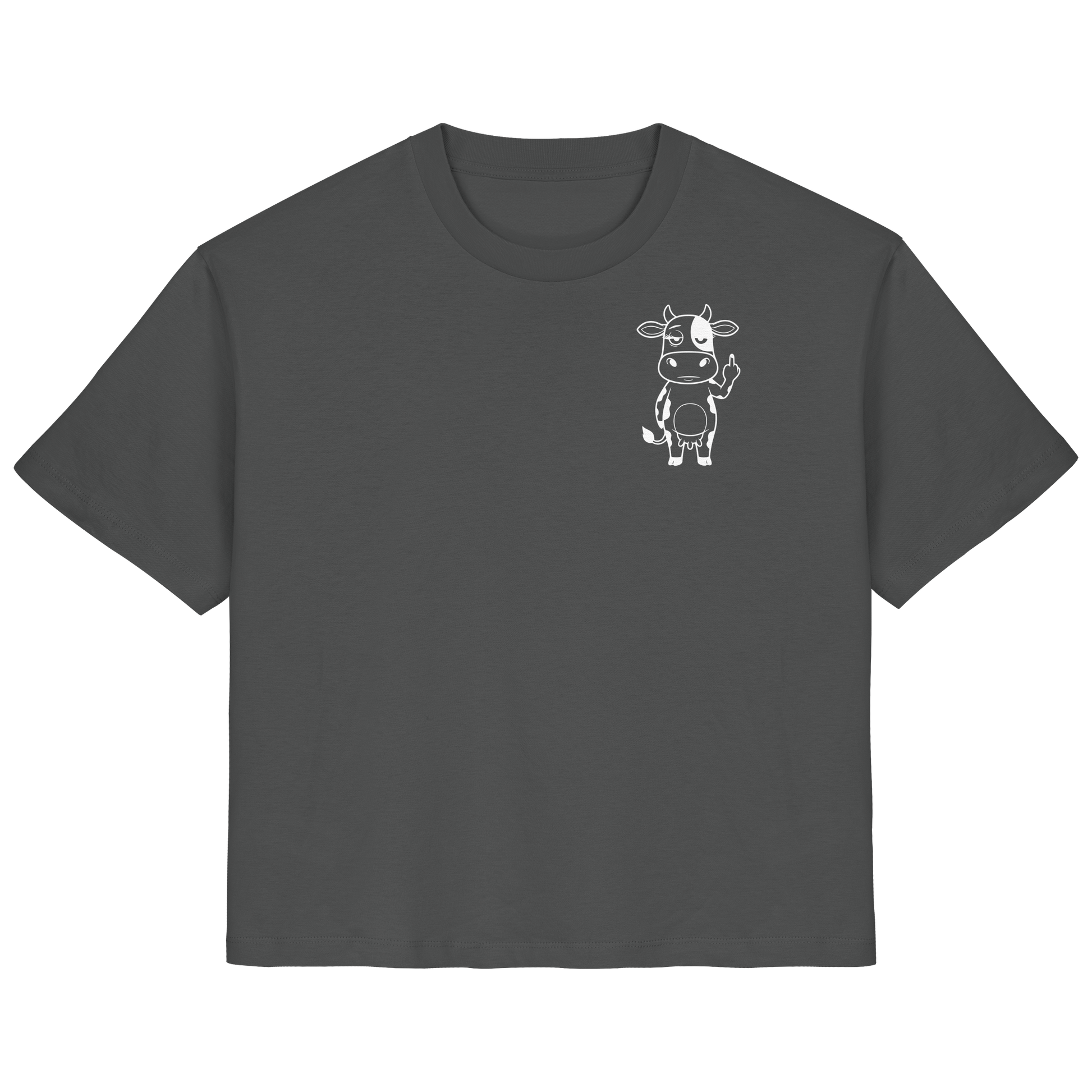 Finger Cow Statement-Print – Anthracite Fitted Shirt | GÖRL Bio-Baumwolle, DTF-Druck in DE