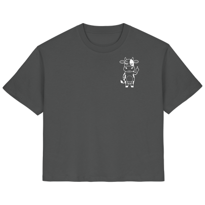 Finger Cow Statement-Print – Anthracite Fitted Shirt | GÖRL Bio-Baumwolle, DTF-Druck in DE
