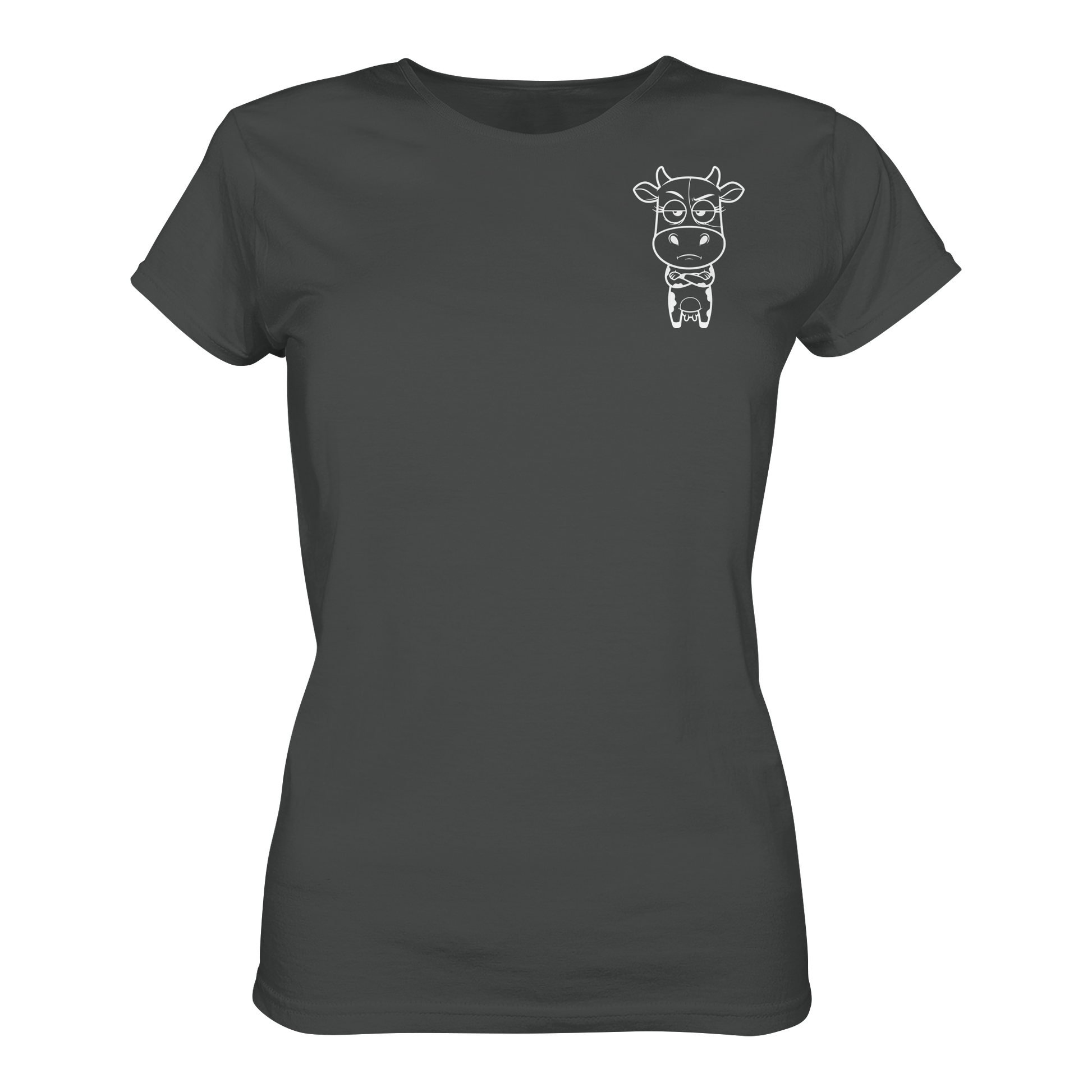 Annoyed Cow Statement-Print – Anthracite Fitted Shirt | GÖRL Bio-Baumwolle, DTF-Druck in DE