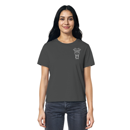 Annoyed Cow Statement-Print – Anthracite Fitted Shirt | GÖRL Bio-Baumwolle, DTF-Druck in DE