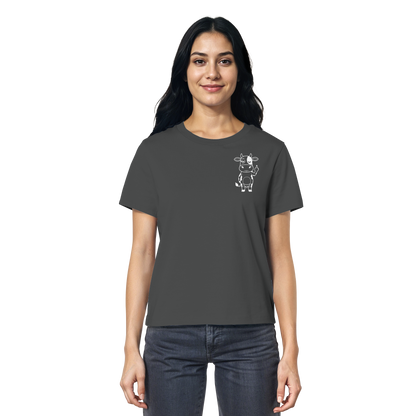 Finger Cow Statement-Print – Anthracite Fitted Shirt | GÖRL Bio-Baumwolle, DTF-Druck in DE