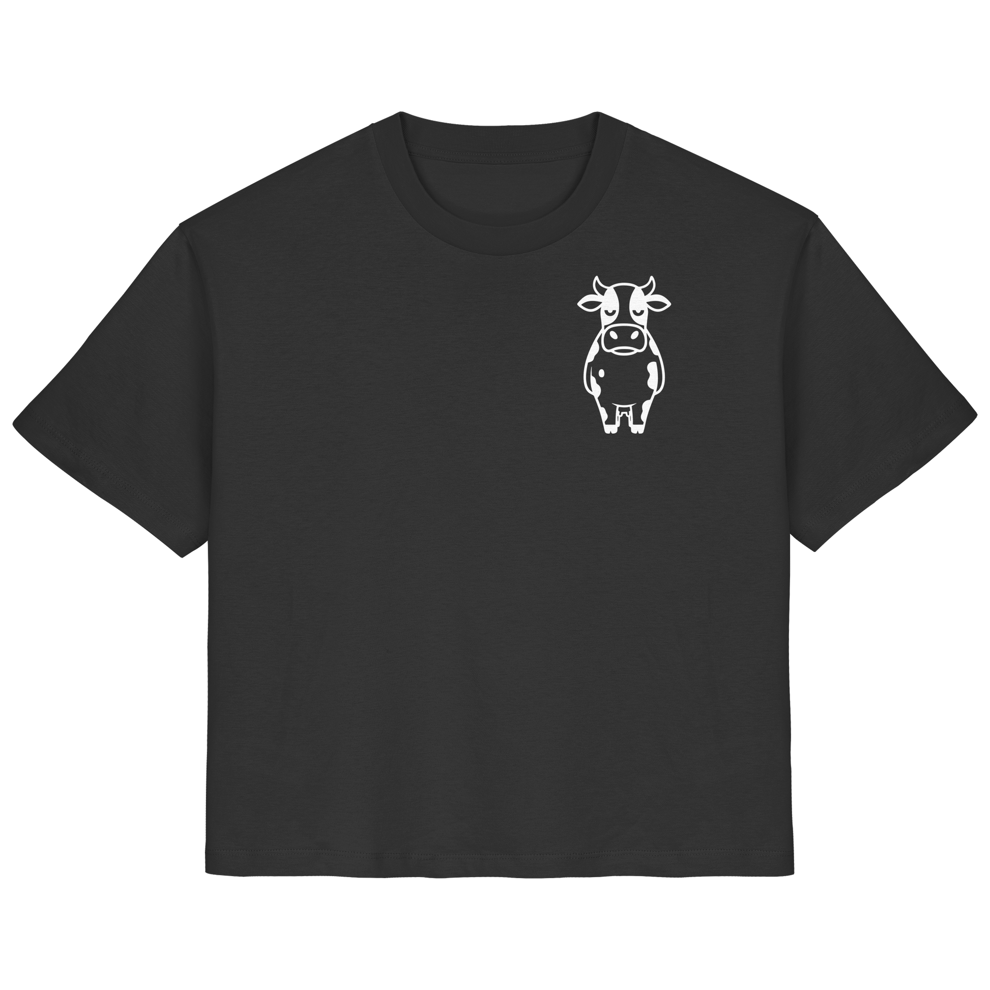 Angry Cow Statement-Print – Schwarz Fitted Shirt | GÖRL Bio-Baumwolle, DTF-Druck in DE