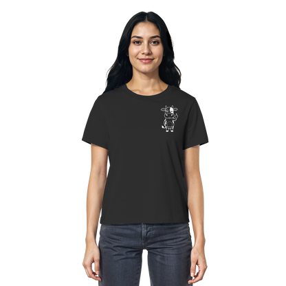 Finger Cow Statement-Print – Schwarz Fitted Shirt | GÖRL Bio-Baumwolle, DTF-Druck in DE