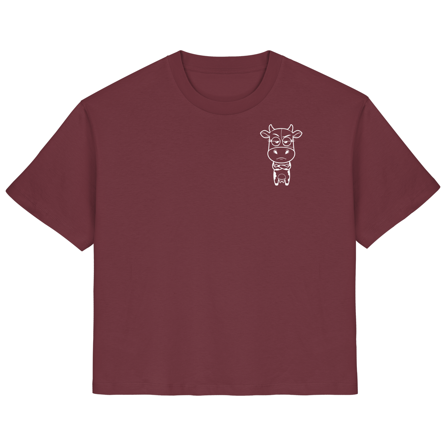 Annoyed Cow Statement-Print – Burgundy Fitted Shirt | GÖRL Bio-Baumwolle, DTF-Druck in DE