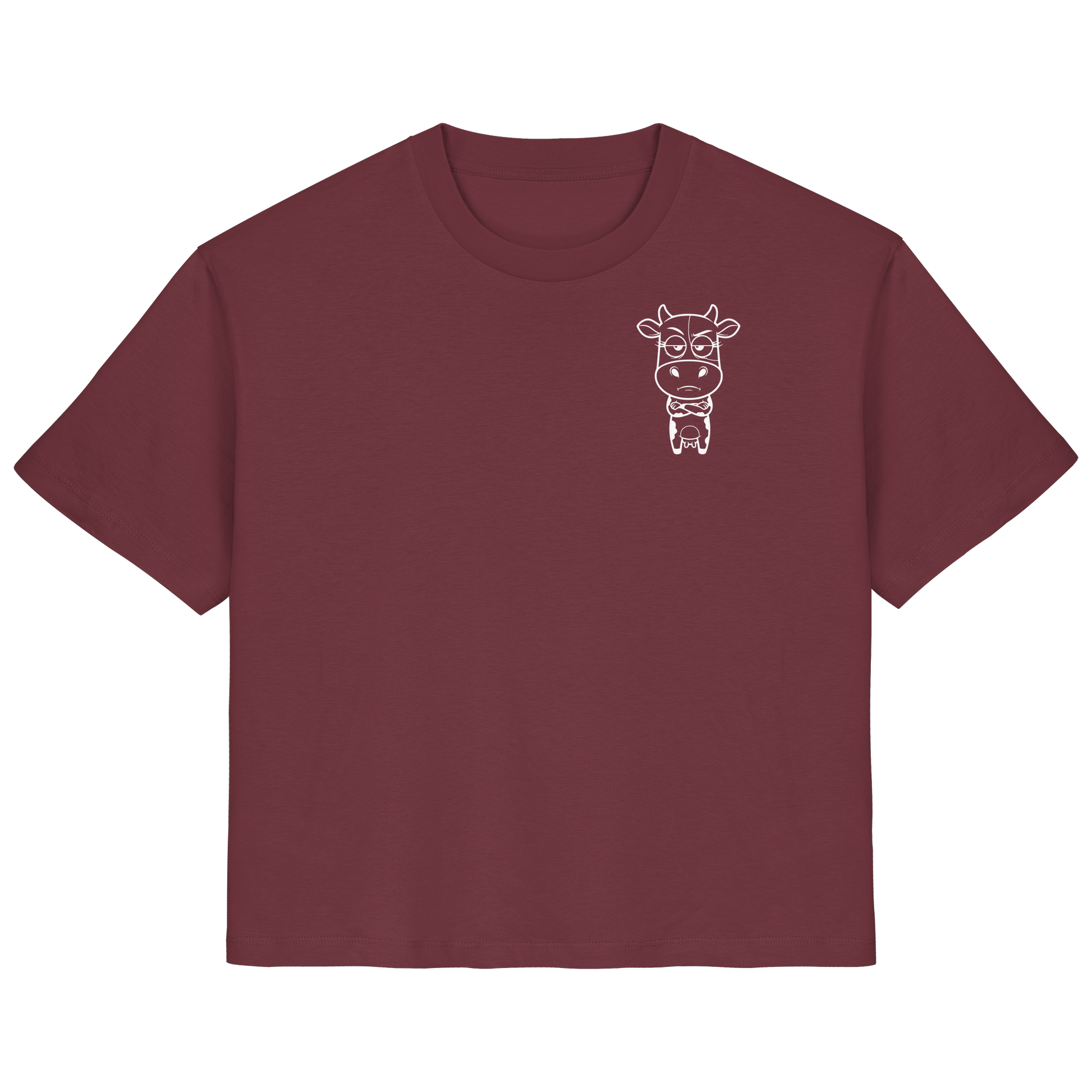 Annoyed Cow Statement-Print – Burgundy Fitted Shirt | GÖRL Bio-Baumwolle, DTF-Druck in DE