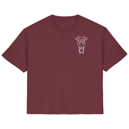Annoyed Cow Statement-Print – Burgundy Fitted Shirt | GÖRL Bio-Baumwolle, DTF-Druck in DE
