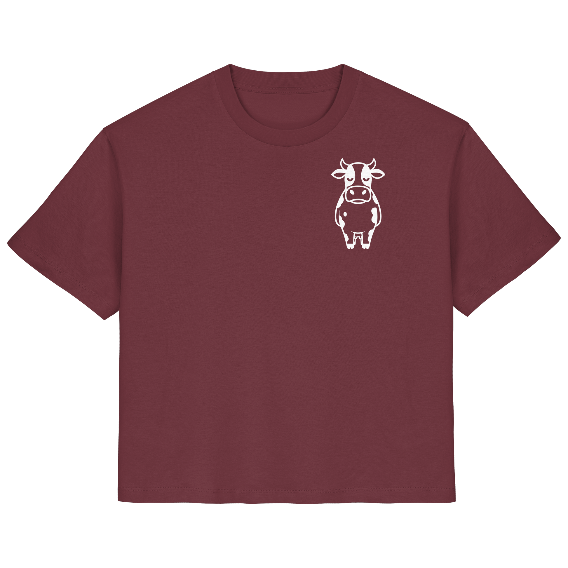 Angry Cow Statement-Print – Burgundy Fitted Shirt | GÖRL Bio-Baumwolle, DTF-Druck in DE