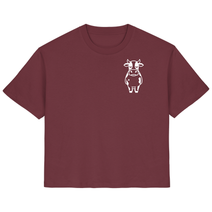 Angry Cow Statement-Print – Burgundy Fitted Shirt | GÖRL Bio-Baumwolle, DTF-Druck in DE