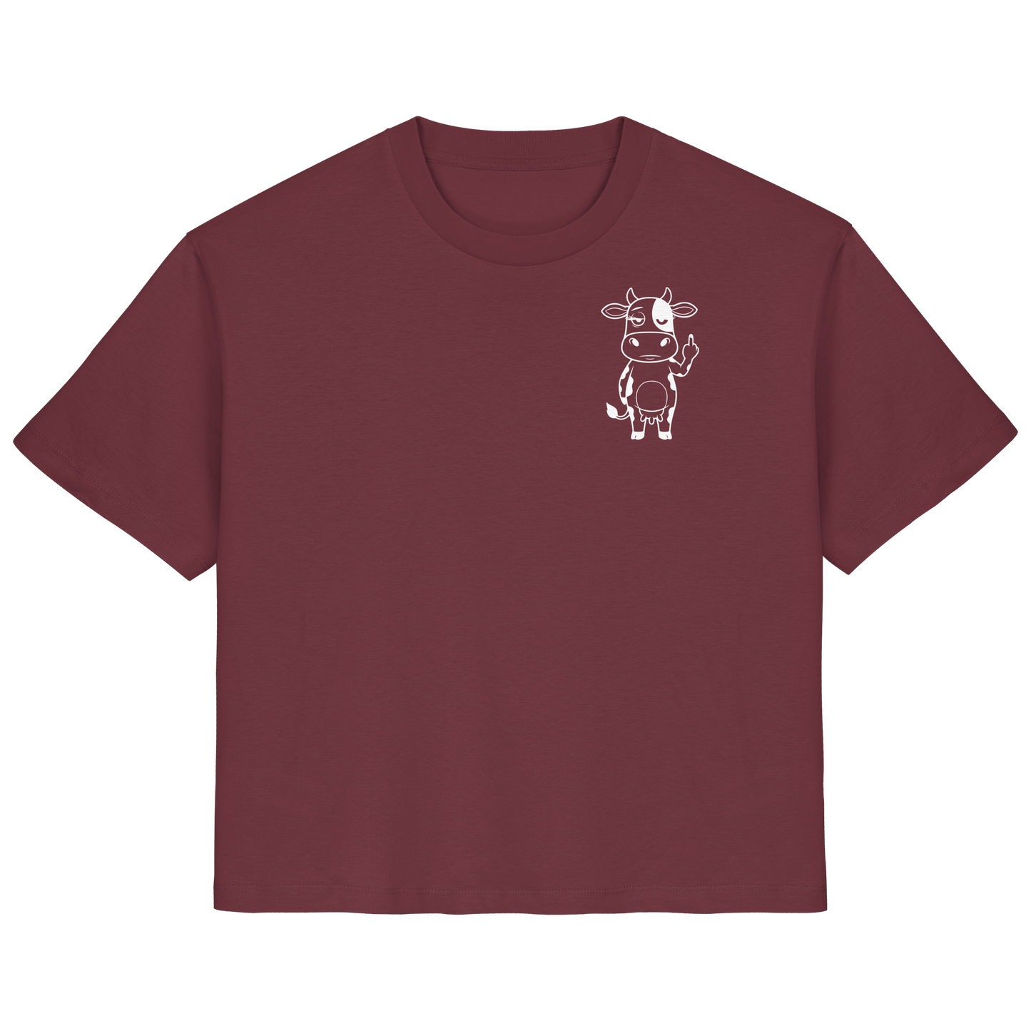 Finger Cow Statement-Print – Burgundy Fitted Shirt | GÖRL Bio-Baumwolle, DTF-Druck in DE