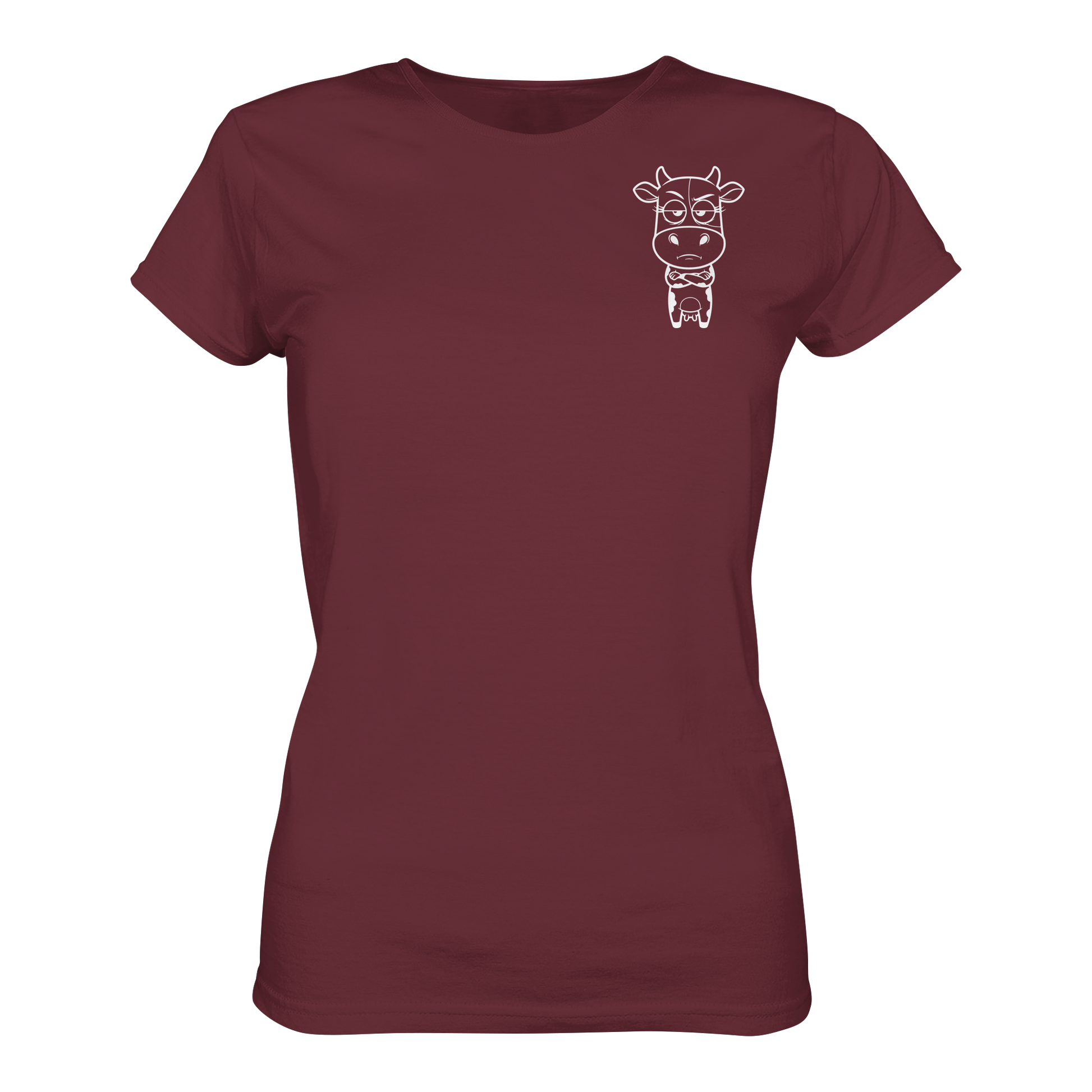 Annoyed Cow Statement-Print – Burgundy Fitted Shirt | GÖRL Bio-Baumwolle, DTF-Druck in DE