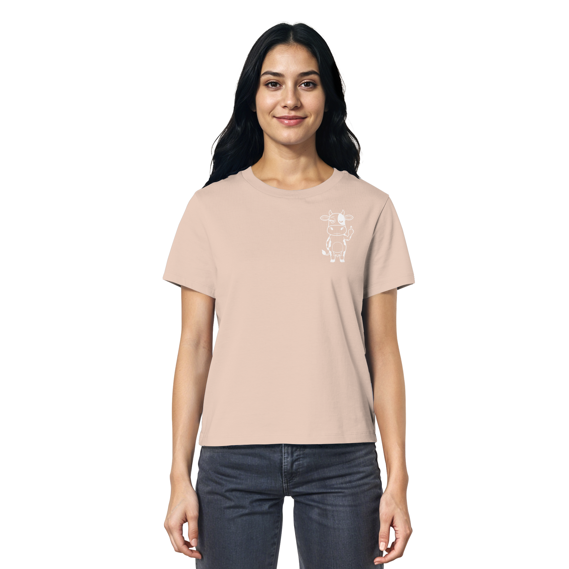 Finger Cow Statement-Print – Fraiche Peche Fitted Shirt | GÖRL Bio-Baumwolle, DTF-Druck in DE