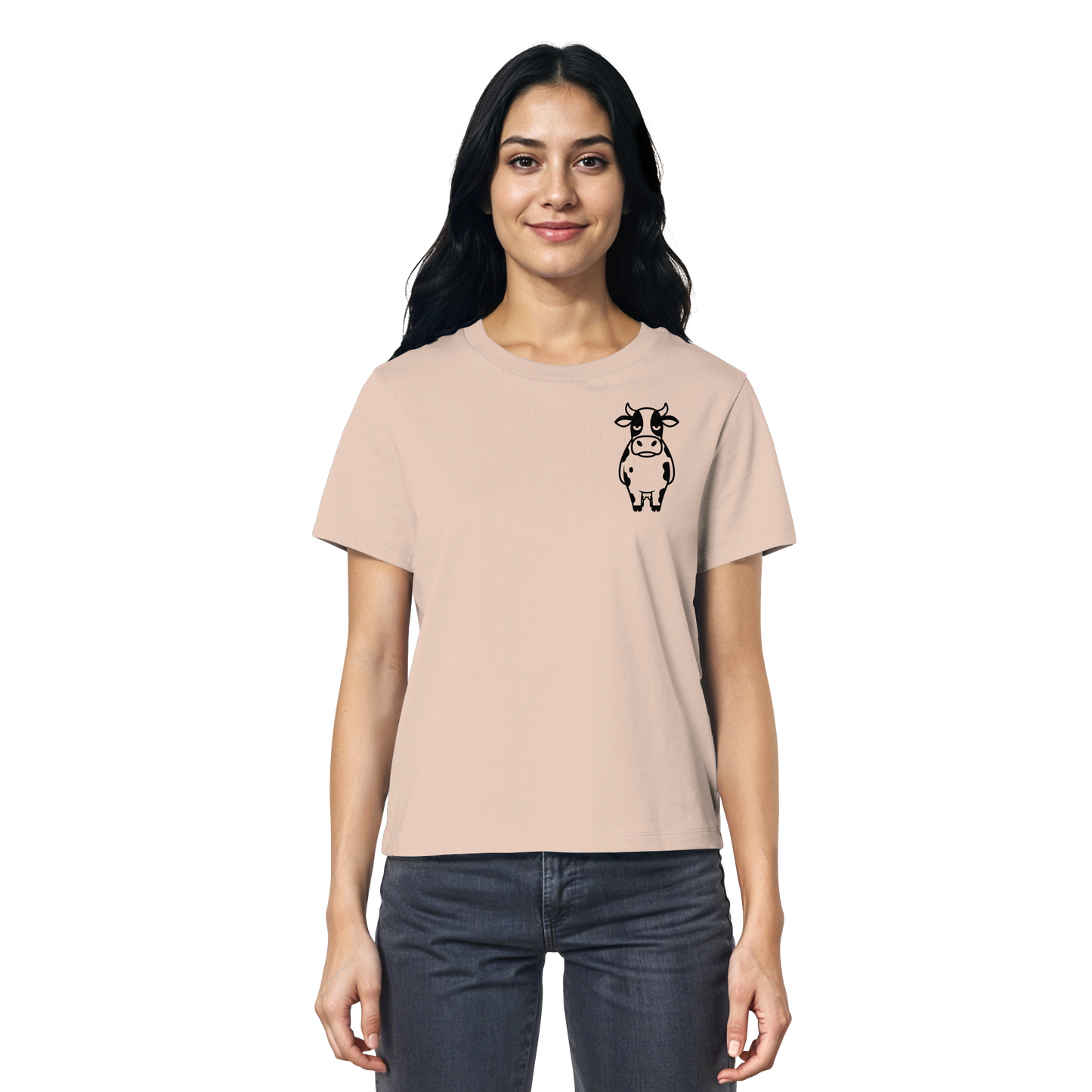 Angry Cow Statement-Print – Fraiche Peche Fitted Shirt | GÖRL Bio-Baumwolle, DTF-Druck in DE