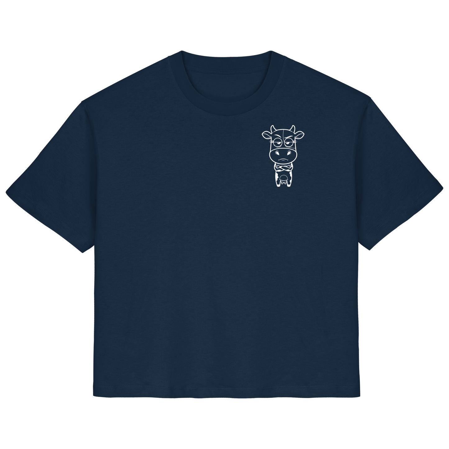 Annoyed Cow Statement-Print – French Navy Fitted Shirt | GÖRL Bio-Baumwolle, DTF-Druck in DE