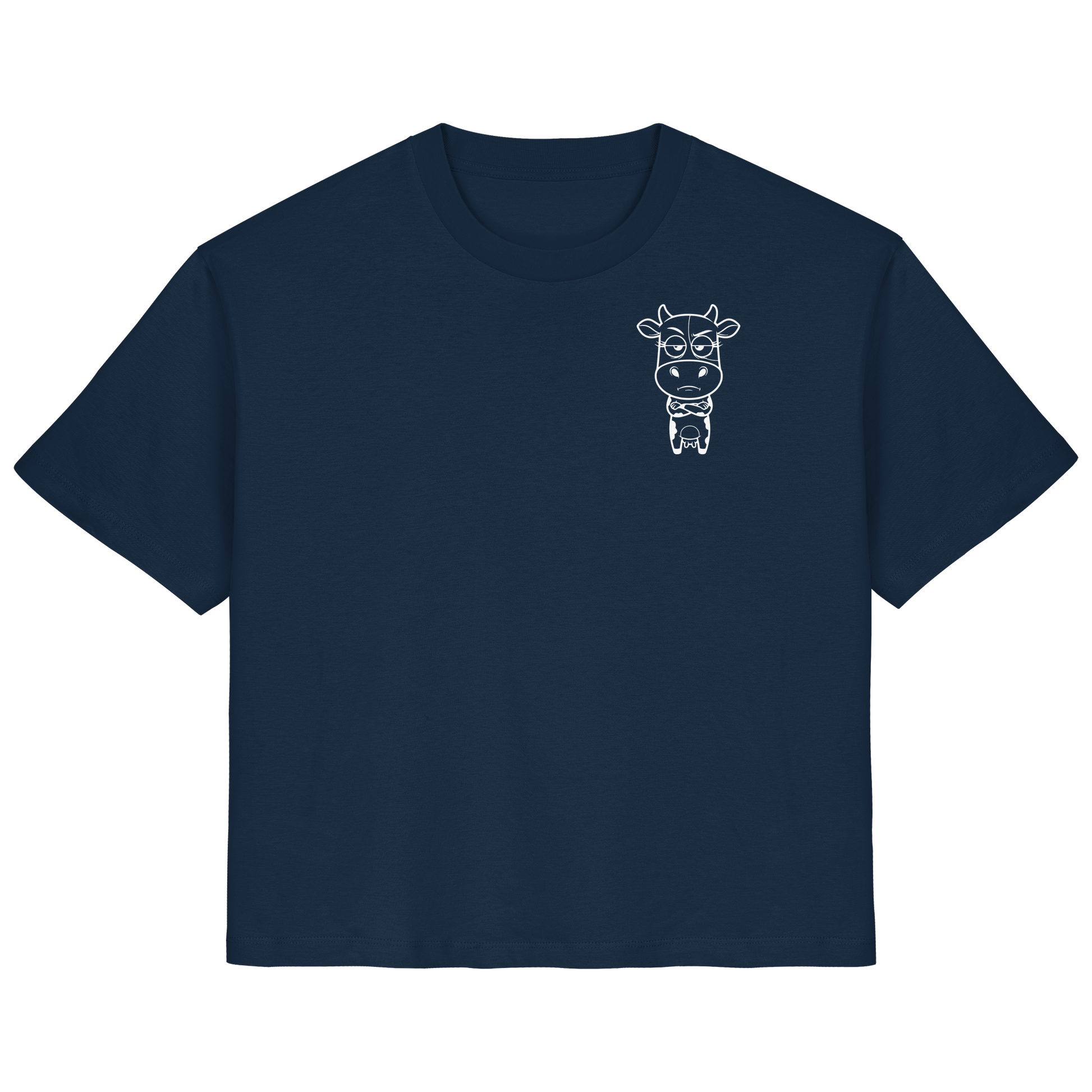 Annoyed Cow Statement-Print – French Navy Fitted Shirt | GÖRL Bio-Baumwolle, DTF-Druck in DE