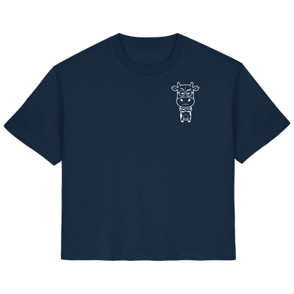 Annoyed Cow Statement-Print – French Navy Fitted Shirt | GÖRL Bio-Baumwolle, DTF-Druck in DE