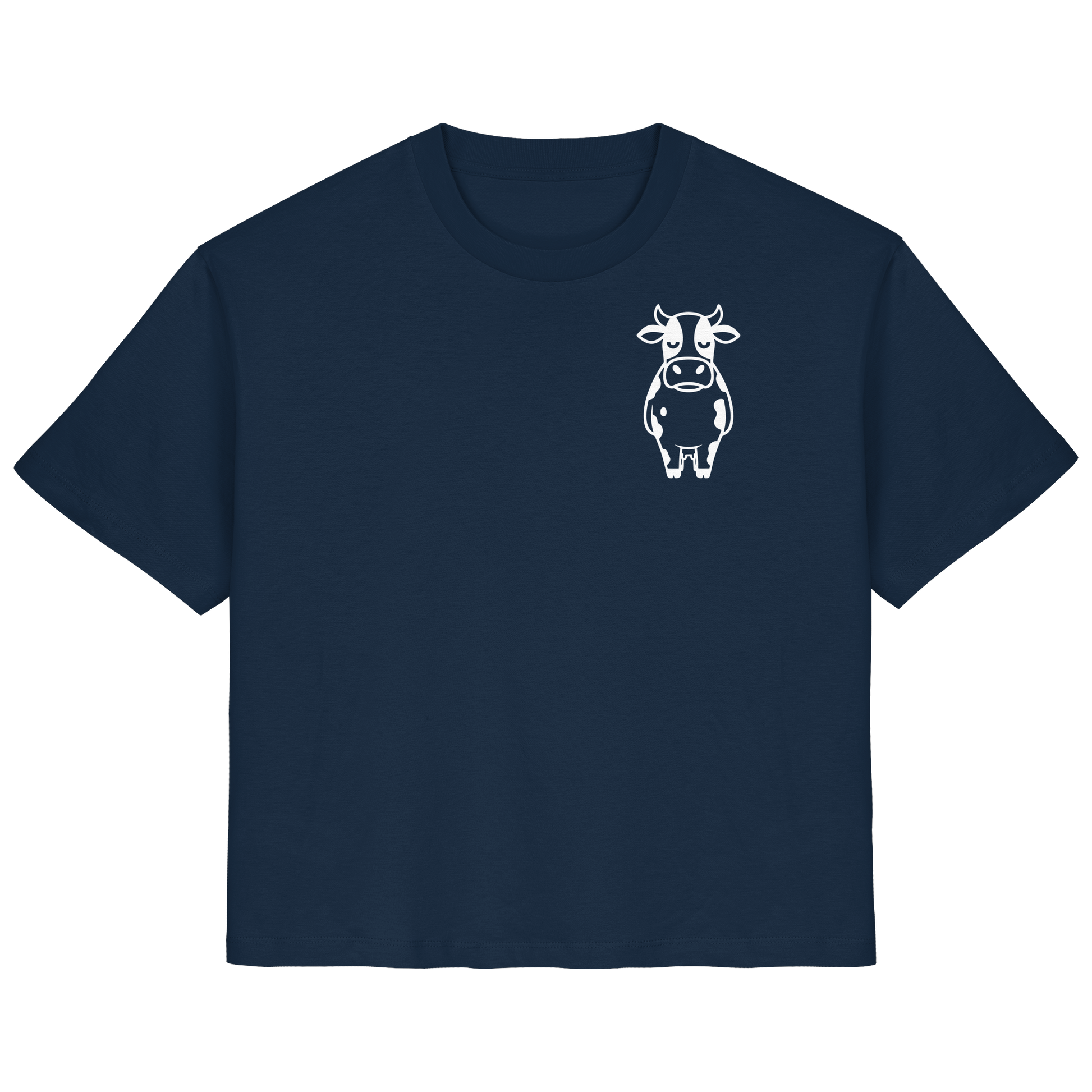 Angry Cow Statement-Print – French Navy Fitted Shirt | GÖRL Bio-Baumwolle, DTF-Druck in DE