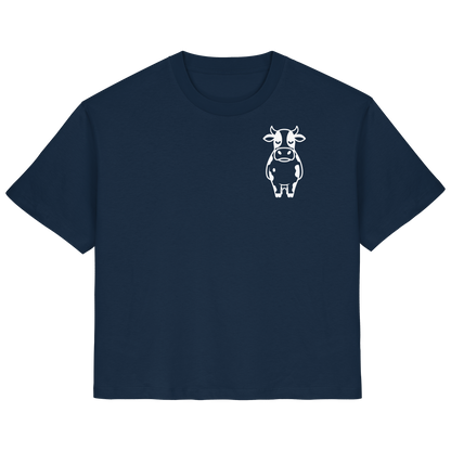 Angry Cow Statement-Print – French Navy Fitted Shirt | GÖRL Bio-Baumwolle, DTF-Druck in DE
