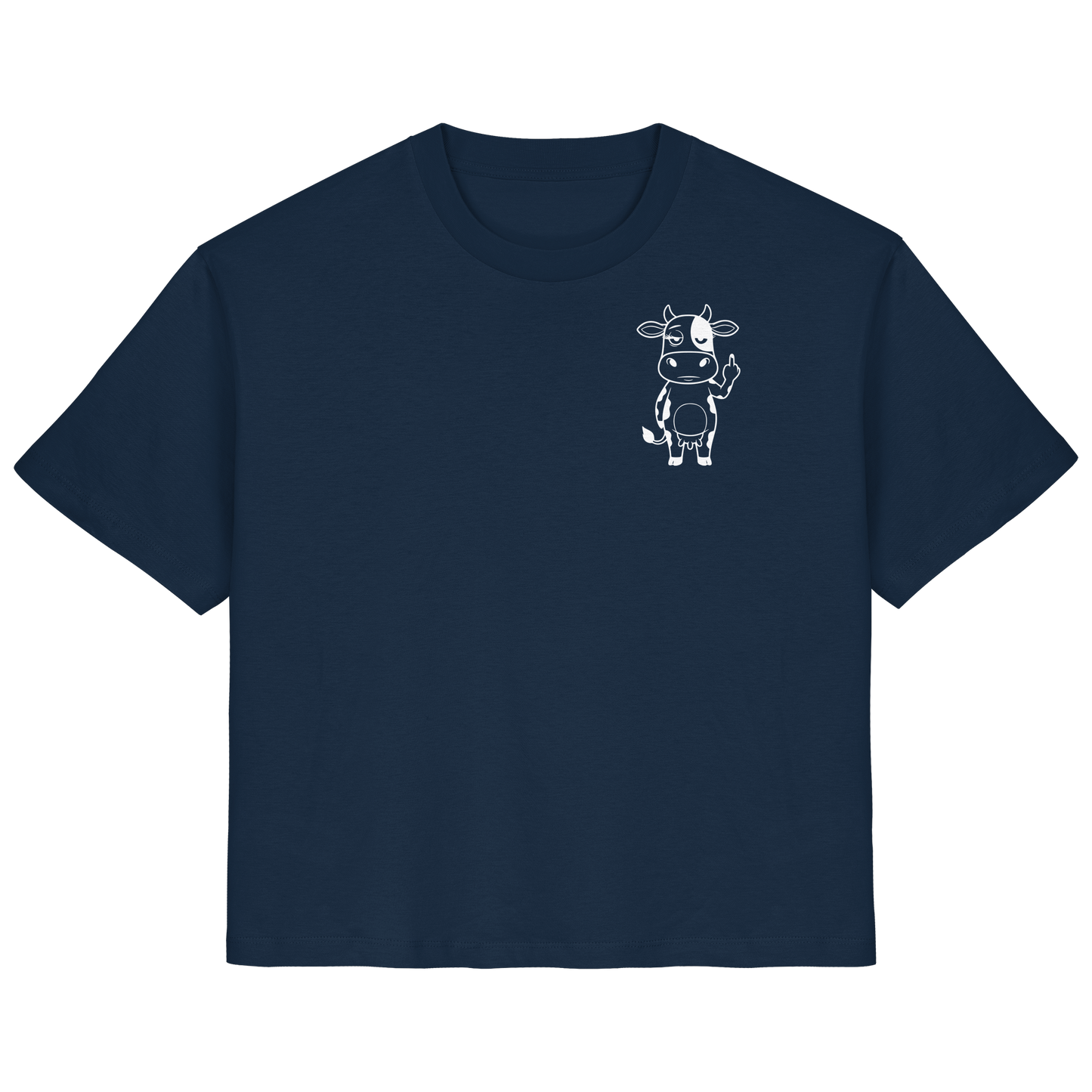 Finger Cow Statement-Print – French Navy Fitted Shirt | GÖRL Bio-Baumwolle, DTF-Druck in DE