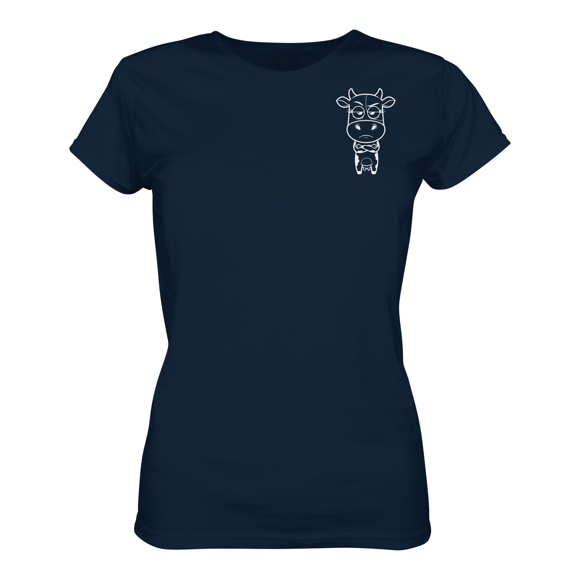 Annoyed Cow Statement-Print – French Navy Fitted Shirt | GÖRL Bio-Baumwolle, DTF-Druck in DE
