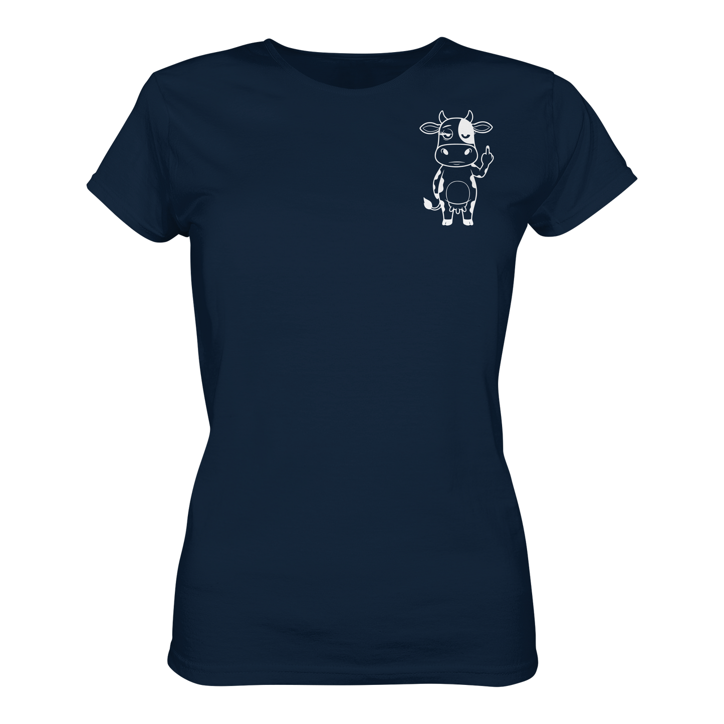 Finger Cow Statement-Print – French Navy Fitted Shirt | GÖRL Bio-Baumwolle, DTF-Druck in DE