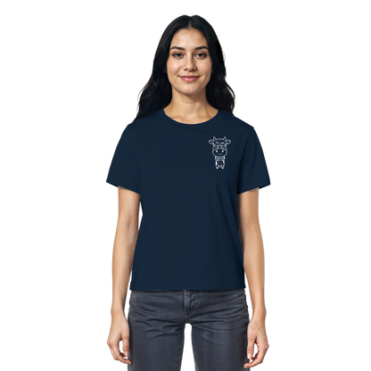 Annoyed Cow Statement-Print – French Navy Fitted Shirt | GÖRL Bio-Baumwolle, DTF-Druck in DE