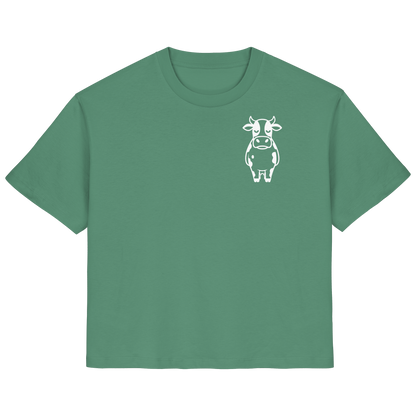 Angry Cow Statement-Print – Green Bay Fitted Shirt | GÖRL Bio-Baumwolle, DTF-Druck in DE