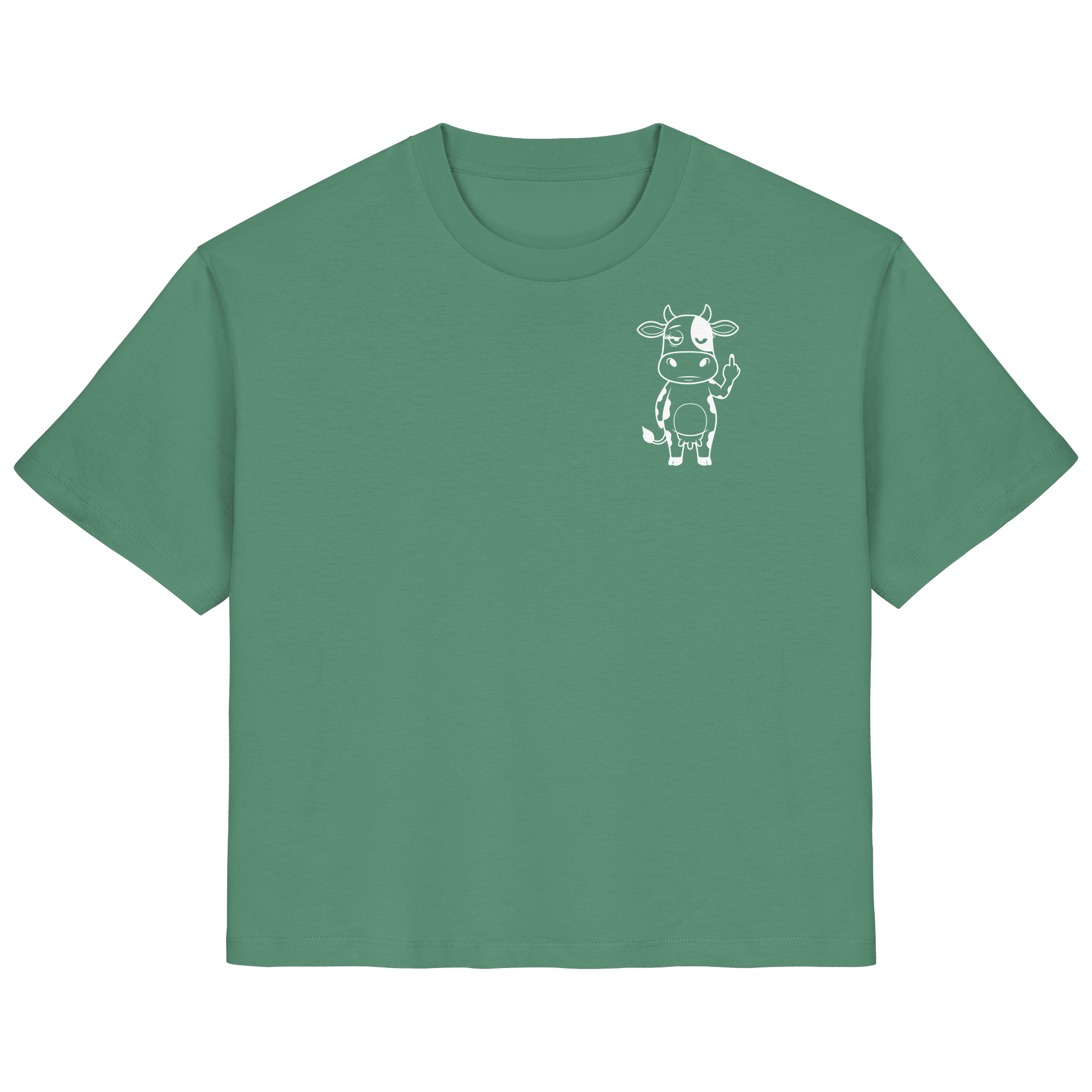 Finger Cow Statement-Print – Green Bay Fitted Shirt | GÖRL Bio-Baumwolle, DTF-Druck in DE