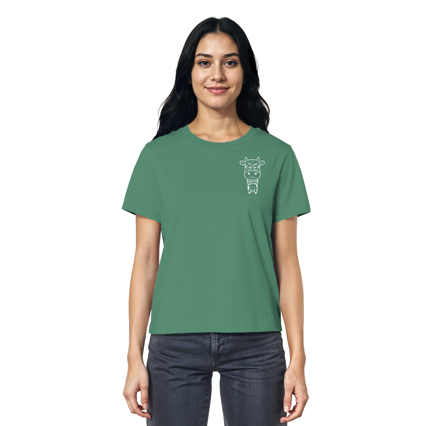 Annoyed Cow Statement-Print – Green Bay Fitted Shirt | GÖRL Bio-Baumwolle, DTF-Druck in DE