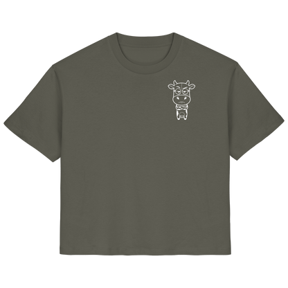 Annoyed Cow Statement-Print – Khaki Fitted Shirt | GÖRL Bio-Baumwolle, DTF-Druck in DE